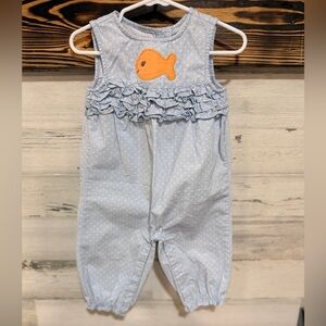 Gymboree Light Blue Polka Dot Jumpsuit with Fish Graphic